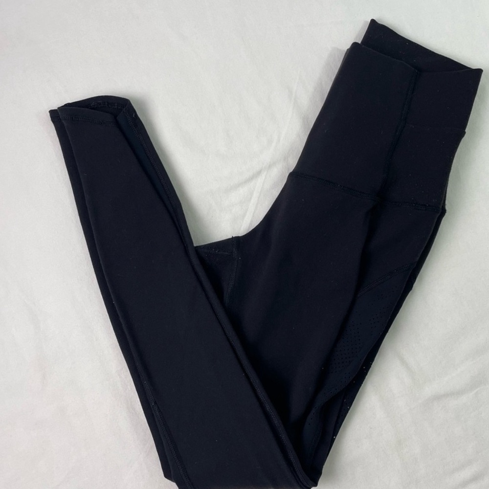 Lululemon Wunder Under Black Solid Stretch Mid Ri… - image 1